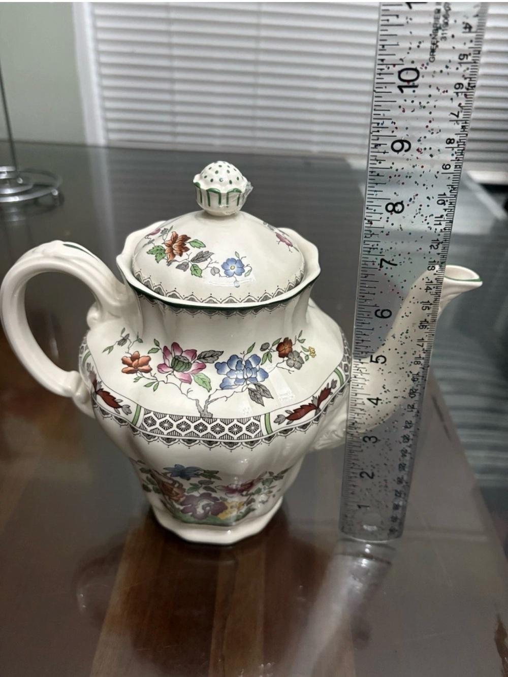 Floral Porcelain Teapot with Lid - Multicolor Floral Pattern